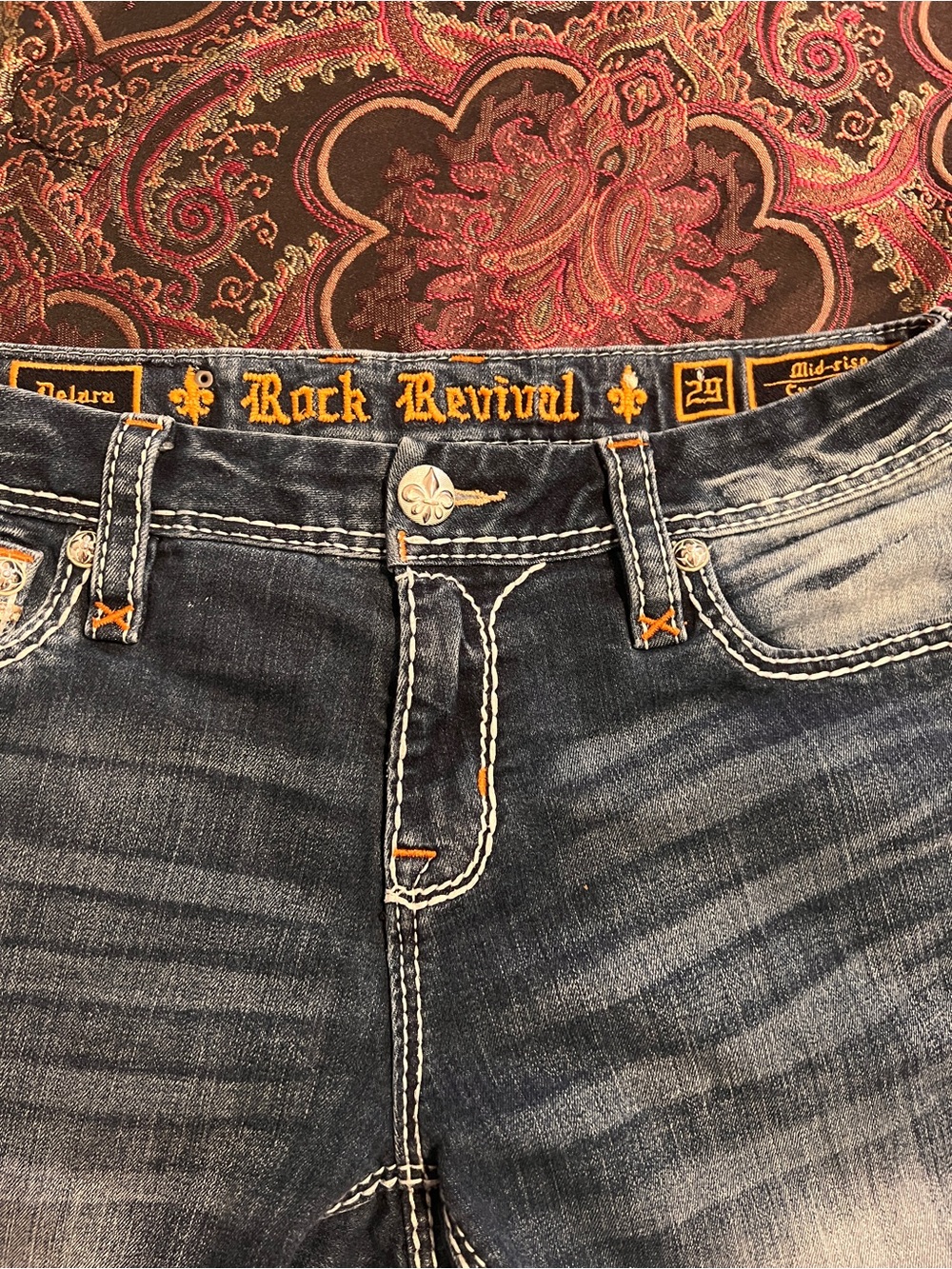 Rock Revival Faded Blue Distressed Denim Cutoff Shorts - Picture 2 of 4